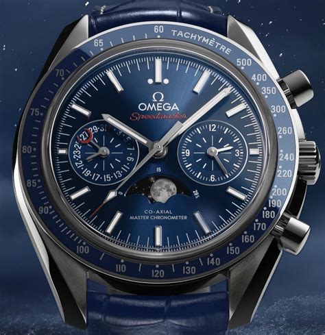 omega speedmaster blue face|omega moon face watch price.